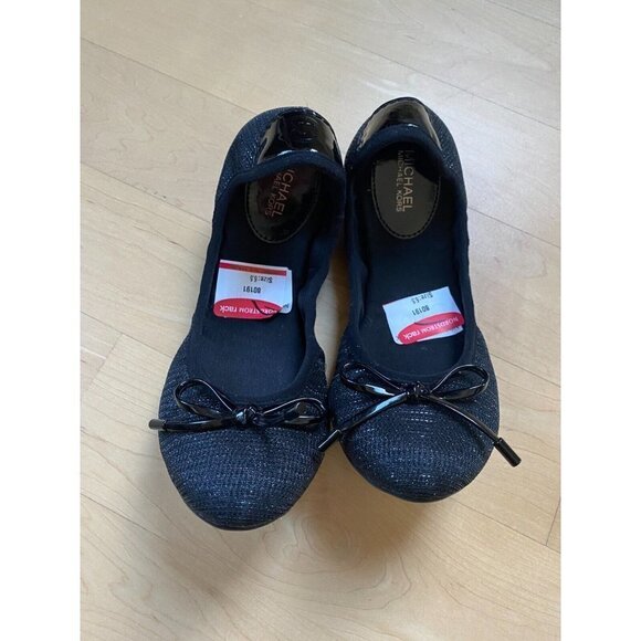MICHAEL Kors BNWT "City Ballet" Slip On Flats Women NEW Black Glitter - Picture 2 of 7